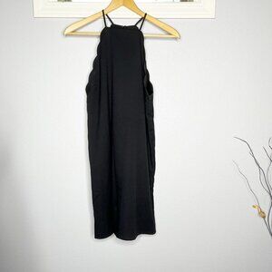 Lulu’s Halter Neck Sleeveless Dress Black Large Scalloped Back Zip L